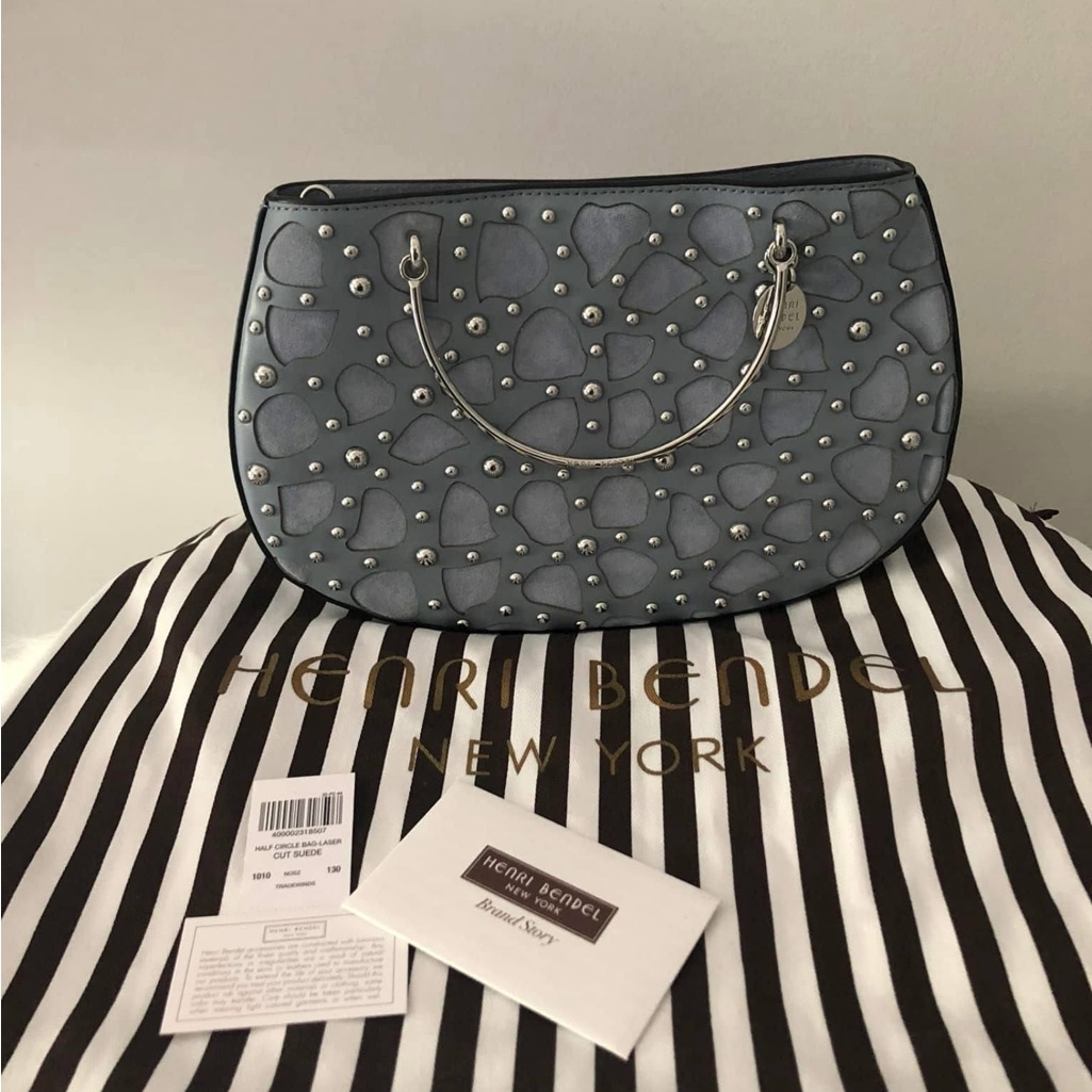 Henri Bendel West 57th Half Circle Bag - Laser Cut Suede